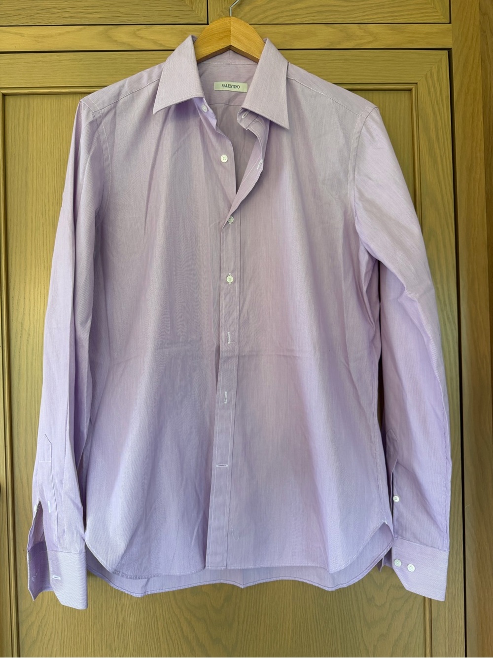 Valentino Light Lavender Stripe Men's Dress Shirt Cotton Italy / 41 / 16